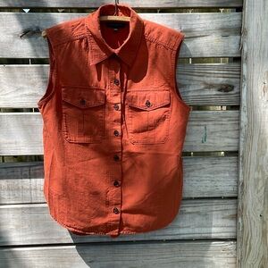 Banana Republic Orange Button Down Sleeveless Shirt